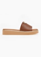 Σανδάλια flatforms δερμάτινα με μεταλλικό σχέδιο Ragazza 01083