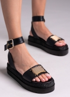 Σανδάλια flatforms δερμάτινα με μπαρέτα 2526/91