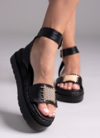Σανδάλια flatforms δερμάτινα με μπαρέτα 2526/91