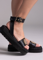 Σανδάλια flatforms δερμάτινα με μπαρέτα 2526/91