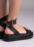 Σανδάλια flatforms δερμάτινα με μπαρέτα 2526/91