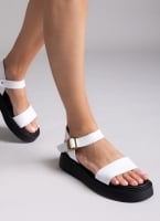 Σανδάλια flatforms δερμάτινα με μπαρέτα Estil