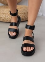 Σανδάλια flatforms δερμάτινα με μπαρέτα TFP