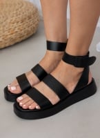 Σανδάλια flatforms δερμάτινα με μπαρέτα TFP