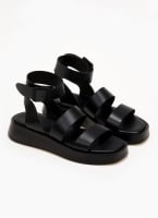 Σανδάλια flatforms δερμάτινα με μπαρέτα TFP