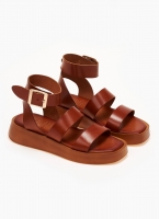 Σανδάλια flatforms δερμάτινα με μπαρέτα TFP