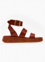 Σανδάλια flatforms δερμάτινα με μπαρέτα TFP