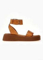 Σανδάλια flatforms δερμάτινα με μπαρέτα TFP