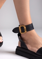 Σανδάλια flatforms δερμάτινα με μπαρέτα TFP