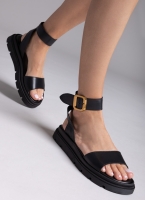 Σανδάλια flatforms δερμάτινα με μπαρέτα TFP