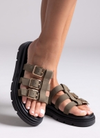 Σανδάλια flatforms δερμάτινα με περαστές φάσες Tfp