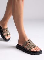 Σανδάλια flatforms δερμάτινα με περαστές φάσες Tfp