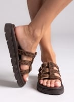 Σανδάλια flatforms δερμάτινα με περαστές φάσες Tfp