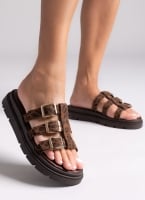 Σανδάλια flatforms δερμάτινα με περαστές φάσες Tfp