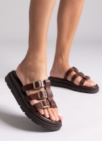 Σανδάλια flatforms δερμάτινα με περαστές φάσες Tfp