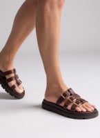 Σανδάλια flatforms δερμάτινα με περαστές φάσες Tfp