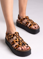 Σανδάλια flatforms δερμάτινα με print ATENEO