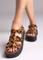 Σανδάλια flatforms δερμάτινα με print ATENEO