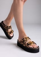 Σανδάλια flatforms δερμάτινα με print ATENEO