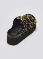 Σανδάλια flatforms δερμάτινα με print ATENEO