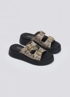 Σανδάλια flatforms δερμάτινα με print Estil