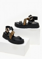 Σανδάλια flatforms δερμάτινα με λοξή φάσα TFP