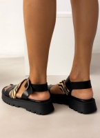 Σανδάλια flatforms δερμάτινα με λοξή φάσα TFP