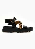 Σανδάλια flatforms δερμάτινα με λοξή φάσα TFP