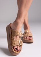 Σανδάλια flatforms δερμάτινα με ψάθα ZEFI FANTASY SANDALS