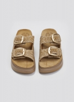 Σανδάλια flatforms δερμάτινα με ψάθα ZEFI FANTASY SANDALS