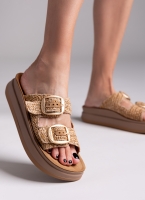 Σανδάλια flatforms δερμάτινα με ψάθα ZEFI FANTASY SANDALS