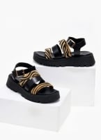 Σανδάλια flatforms δερμάτινα με συνθετικό ponyskin TFP