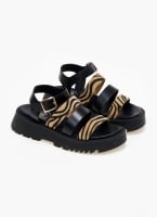 Σανδάλια flatforms δερμάτινα με συνθετικό ponyskin TFP