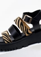Σανδάλια flatforms δερμάτινα με συνθετικό ponyskin TFP