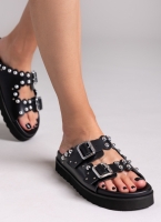 Σανδάλια flatforms δερμάτινα με τρουκς ATENEO