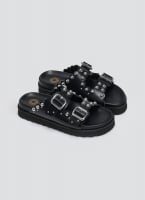 Σανδάλια flatforms δερμάτινα με τρουκς ATENEO