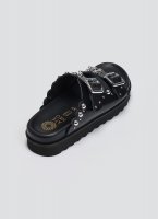 Σανδάλια flatforms δερμάτινα με τρουκς ATENEO