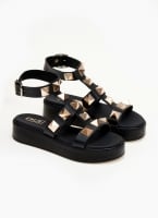 Σανδάλια flatforms δερμάτινα με τρουκς estil