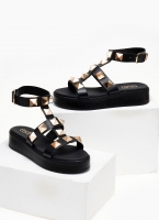 Σανδάλια flatforms δερμάτινα με τρουκς estil
