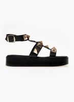 Σανδάλια flatforms δερμάτινα με τρουκς estil
