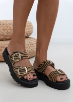Σανδάλια flatforms δερμάτινα pony skin TFP