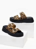 Σανδάλια flatforms δερμάτινα pony skin TFP