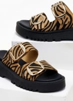 Σανδάλια flatforms δερμάτινα pony skin TFP