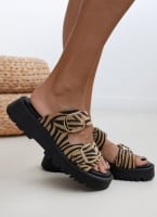 Σανδάλια flatforms δερμάτινα pony skin TFP
