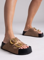 Σανδάλια flatforms καστόρινα με έντονους τοκάδες Ateneo