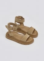 Σανδάλια flatforms καστόρινα με μπαρέτα TFP