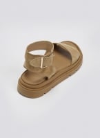Σανδάλια flatforms καστόρινα με μπαρέτα TFP