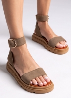 Σανδάλια flatforms καστόρινα με μπαρέτα TFP