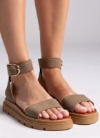 Σανδάλια flatforms καστόρινα με μπαρέτα TFP