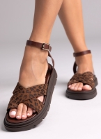 Σανδάλια flatforms καστόρινα με print Tfp